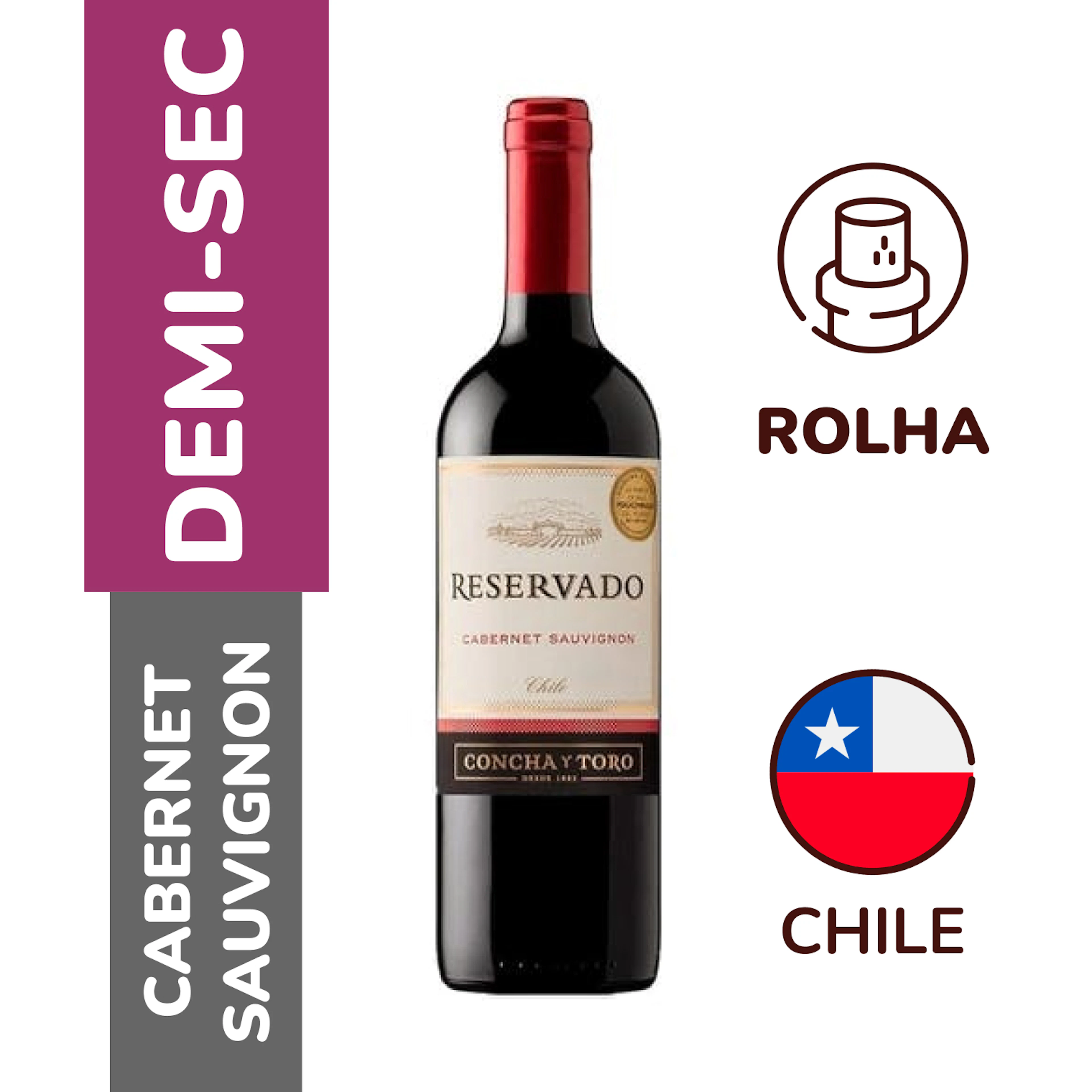 Vinho Tinto Cabernet Sauvignon Reservado Concha y Toro 750ml