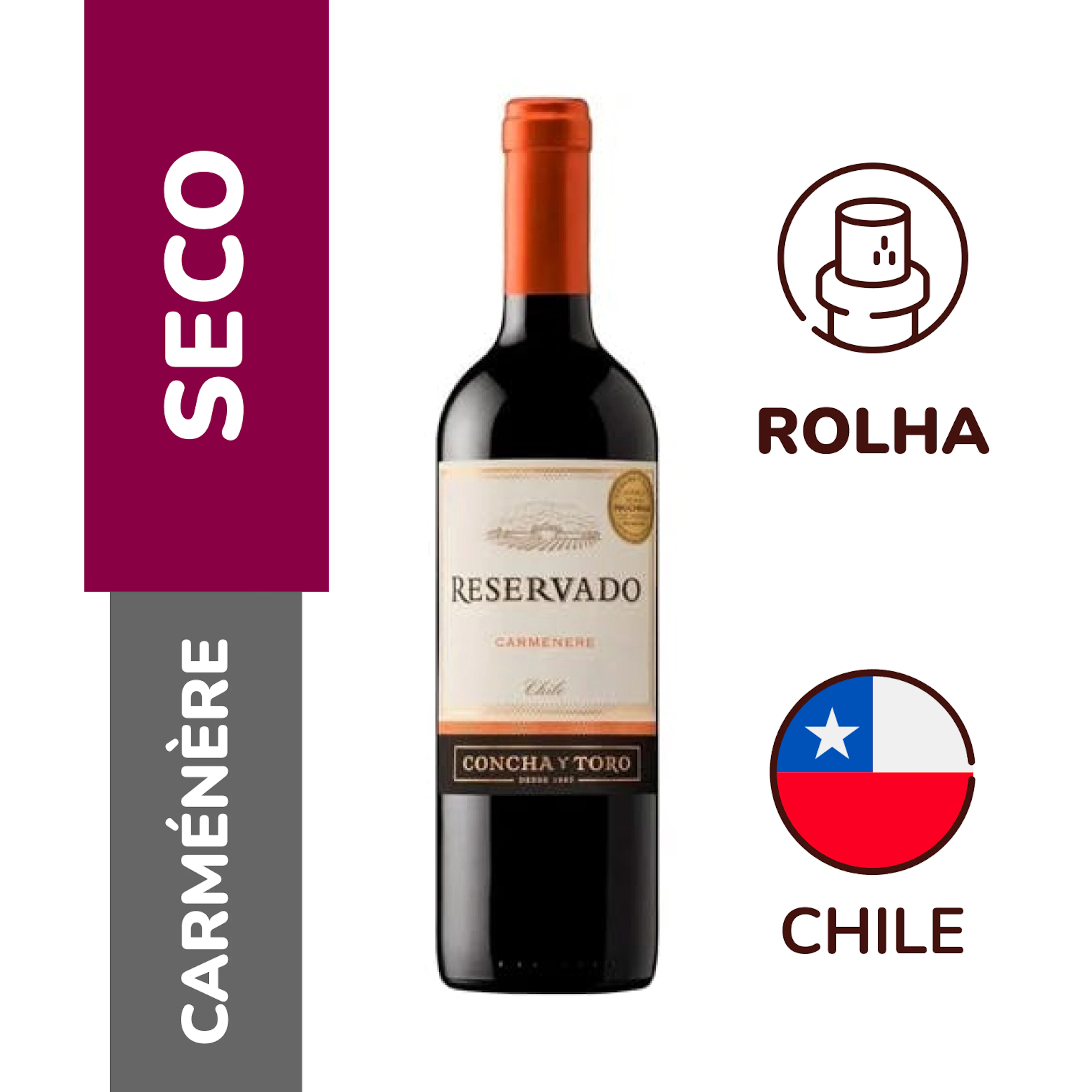 Vinho Tinto Carménère Reservado Concha y Toro 750ml