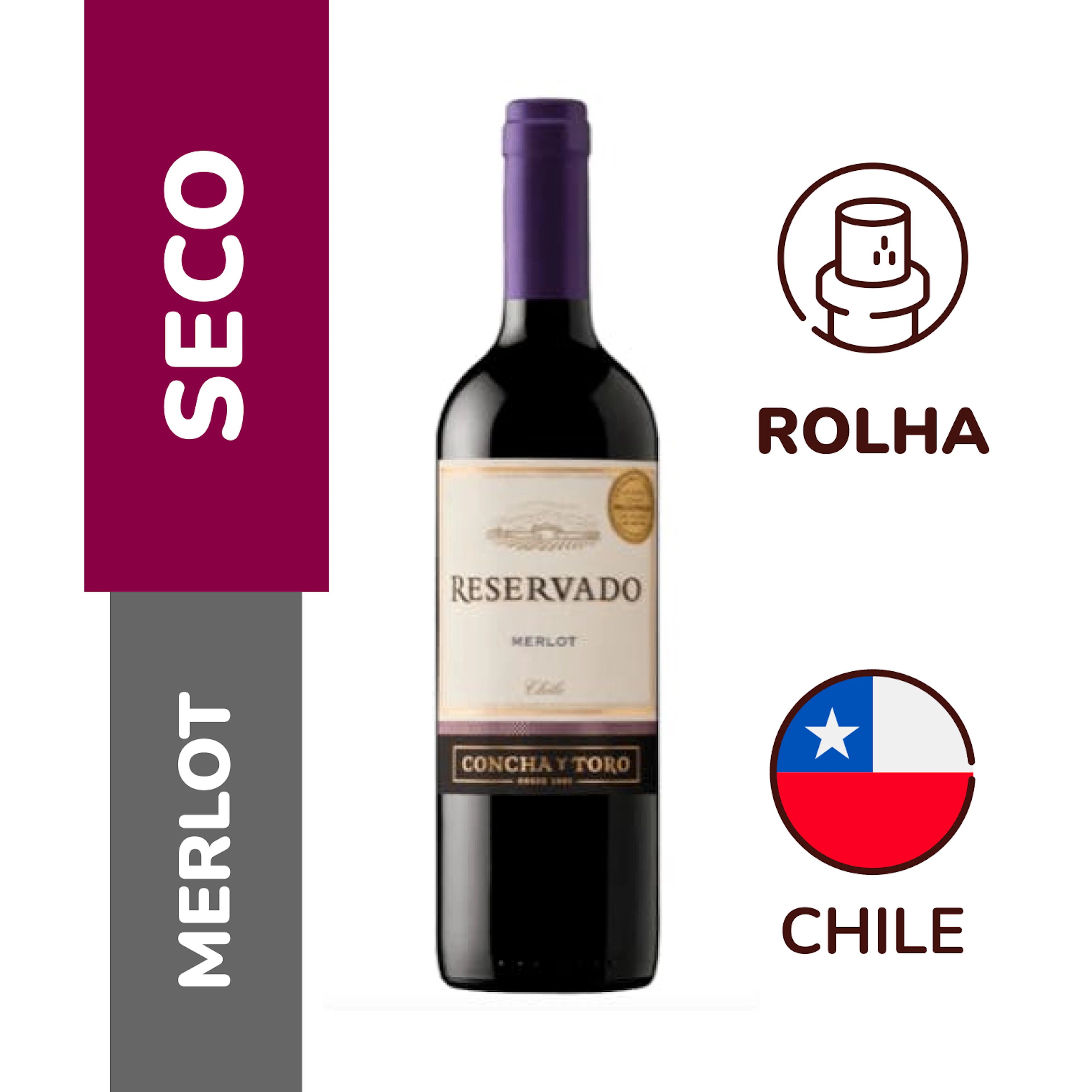 Vinho Tinto Merlot Reservado Concha y Toro 750ml