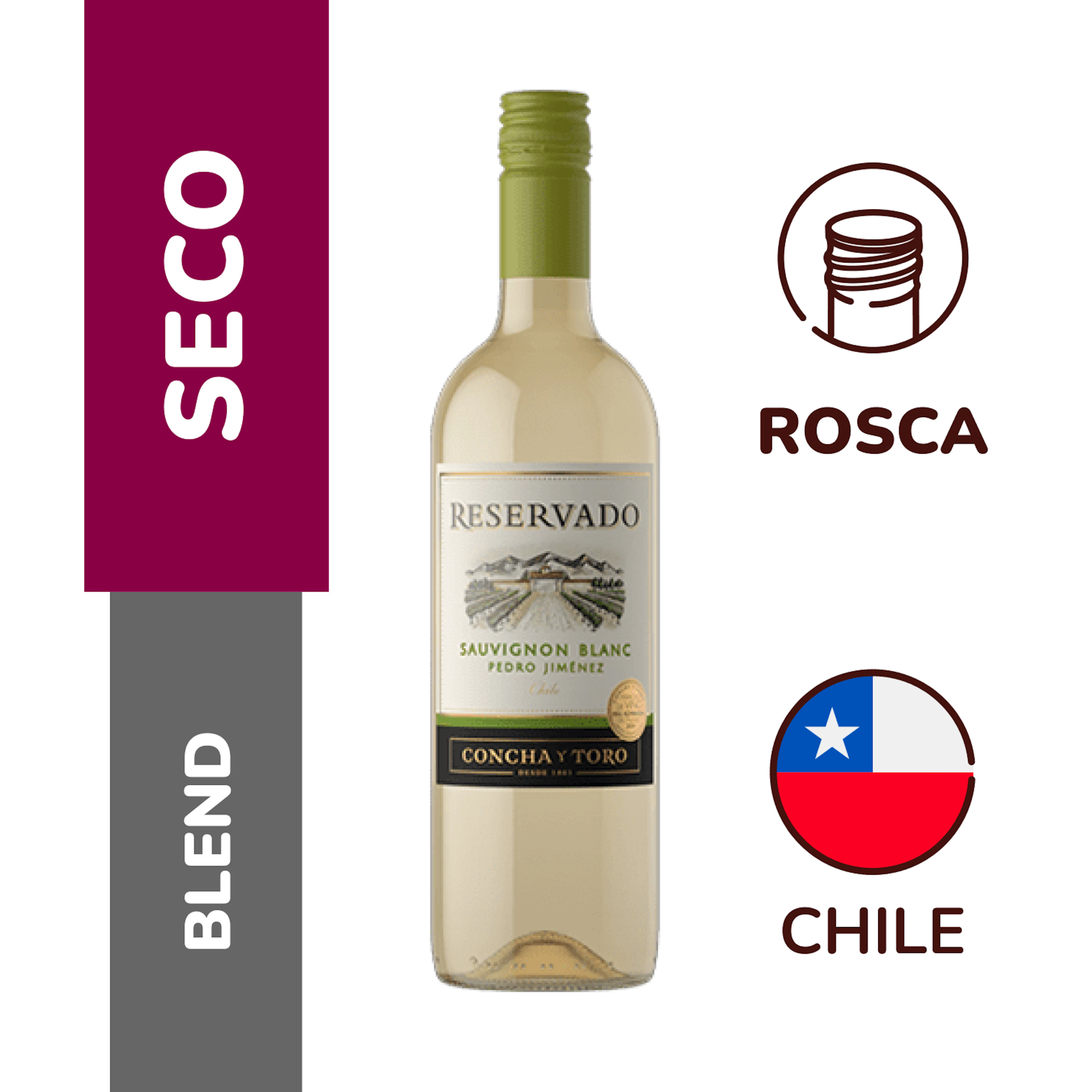 Vinho Branco Sauvignon Blanc Reservado Concha y Toro 750ml