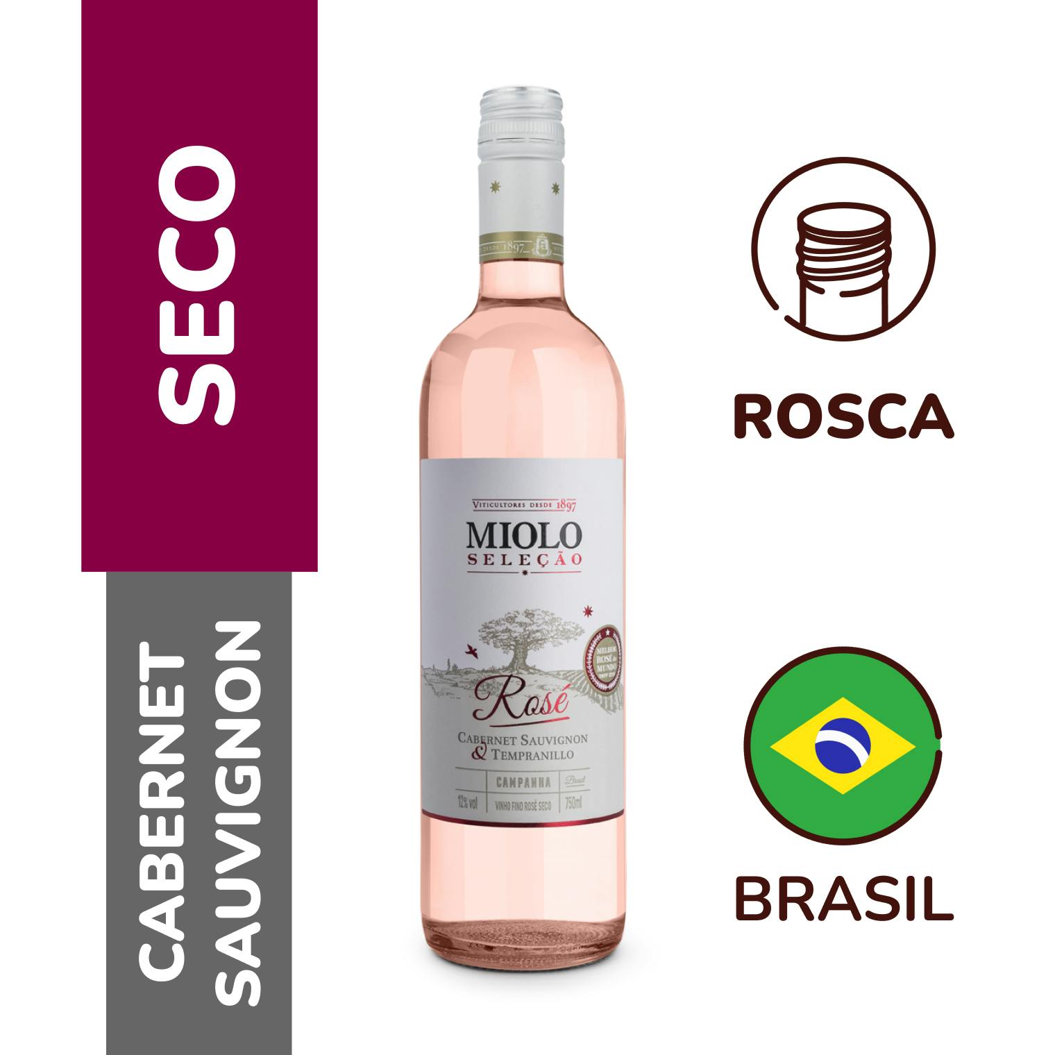 Vinho Rosé Seco Miolo Seleção Cabernet Sauvignon & Tempranillo 750ml