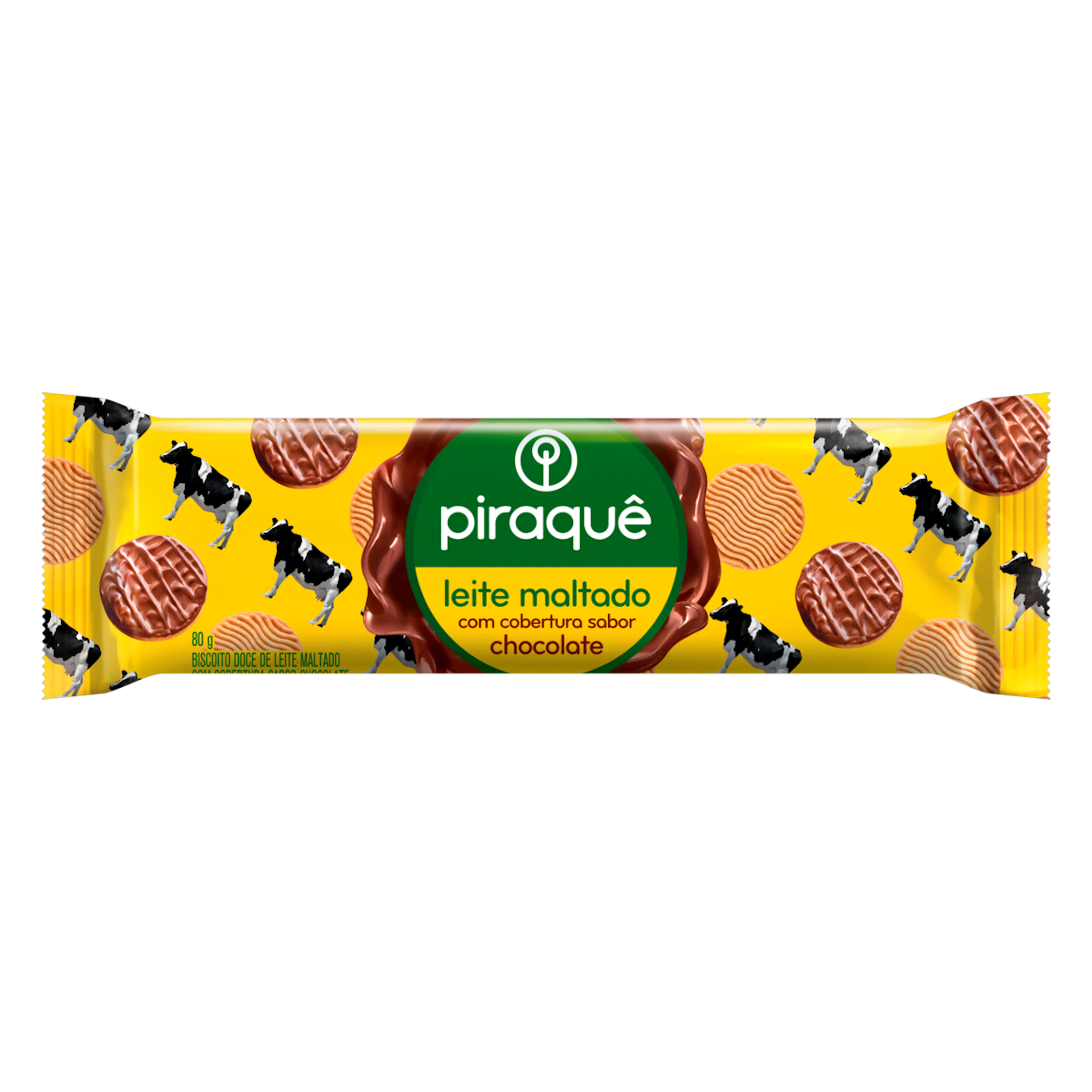 Biscoito Leite Maltado Cobertura Chocolate Piraquê 80g