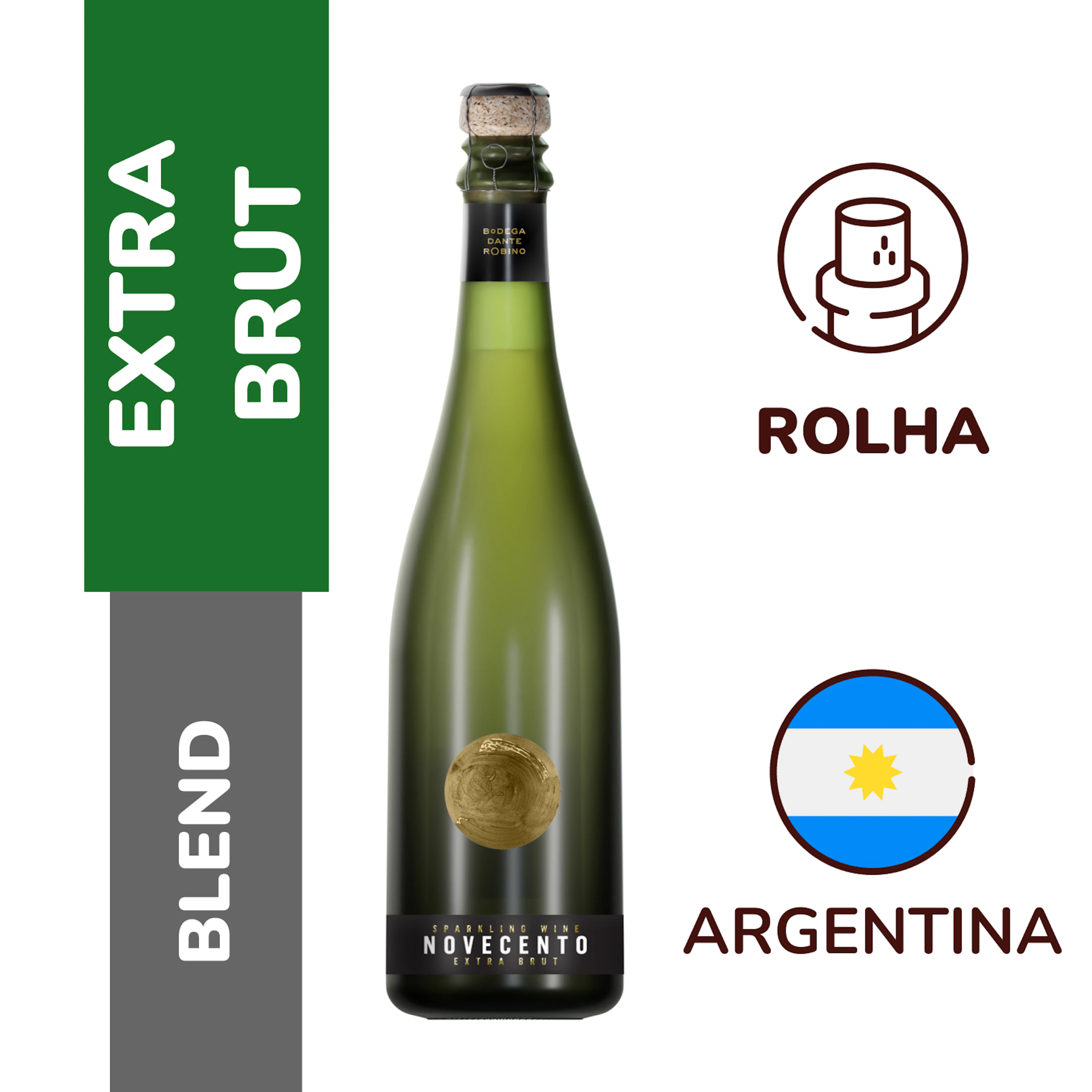 Vinho Espumante Branco Brut Novecento 750ml