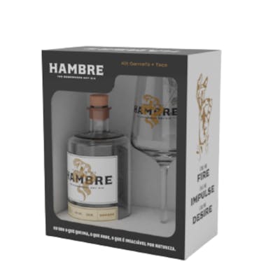 Kit Hambre Gin 750ml + Taça de Vidro 490ml