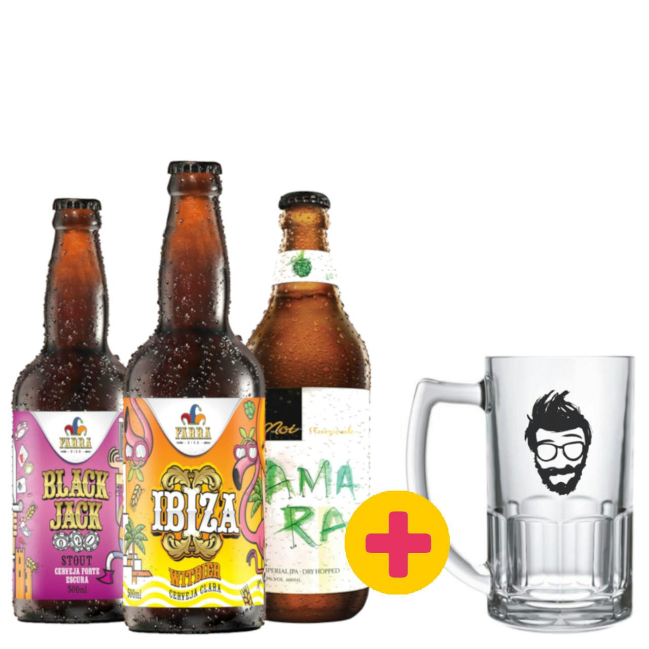 Combo Noi Amara | Farra Bier Ibiza | Farra Bier Black Jack + Caneca