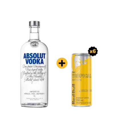 Combo Absolut + Red Bull (1 Vodka Absolut 1L + 6 Red Bull Tropical Edition 250ml)