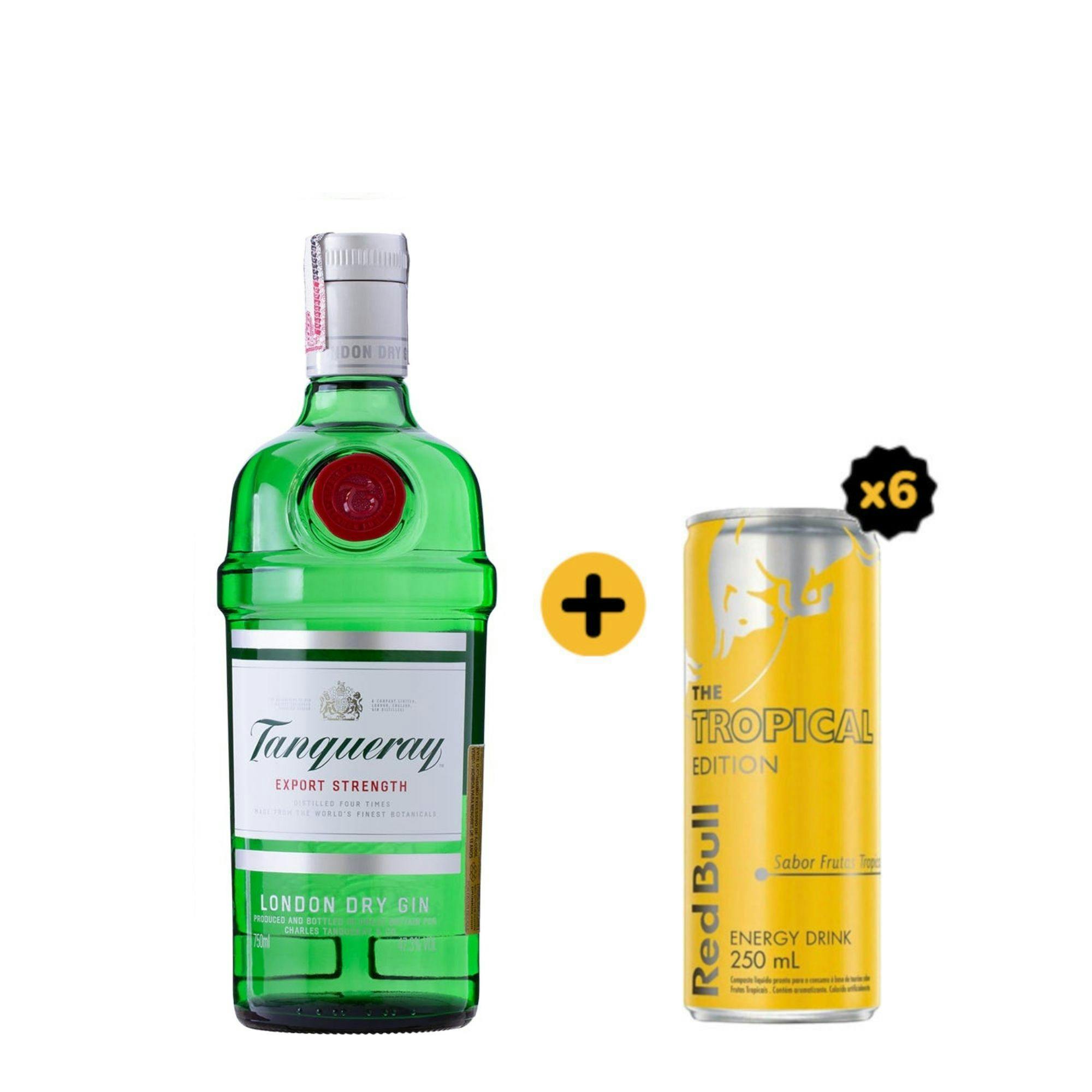 Combo Tanqueray + Red Bull (1 Gin Tanqueray 750ml + 6 Red Bull Tropical Edition 250ml)