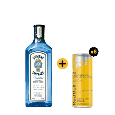 Combo Bombay + Red Bull (1 Gin Bombay Sapphire 750ml + 6 Red Bull Tropical Edition 250ml)