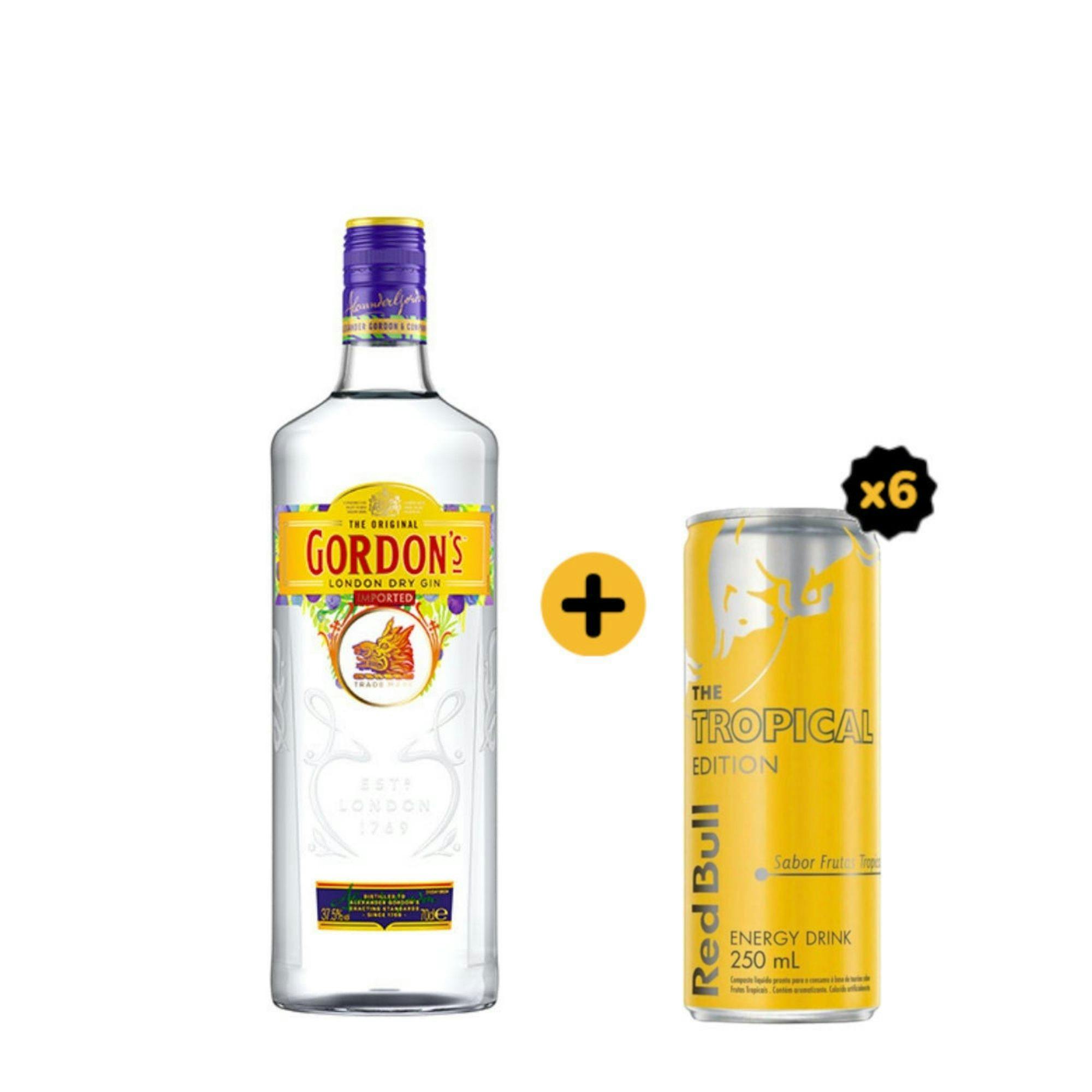 Combo Gordons + Red Bull (1 Gin Gordons London Dry 750ml + 6 Red Bull Tropical Edition 250ml)