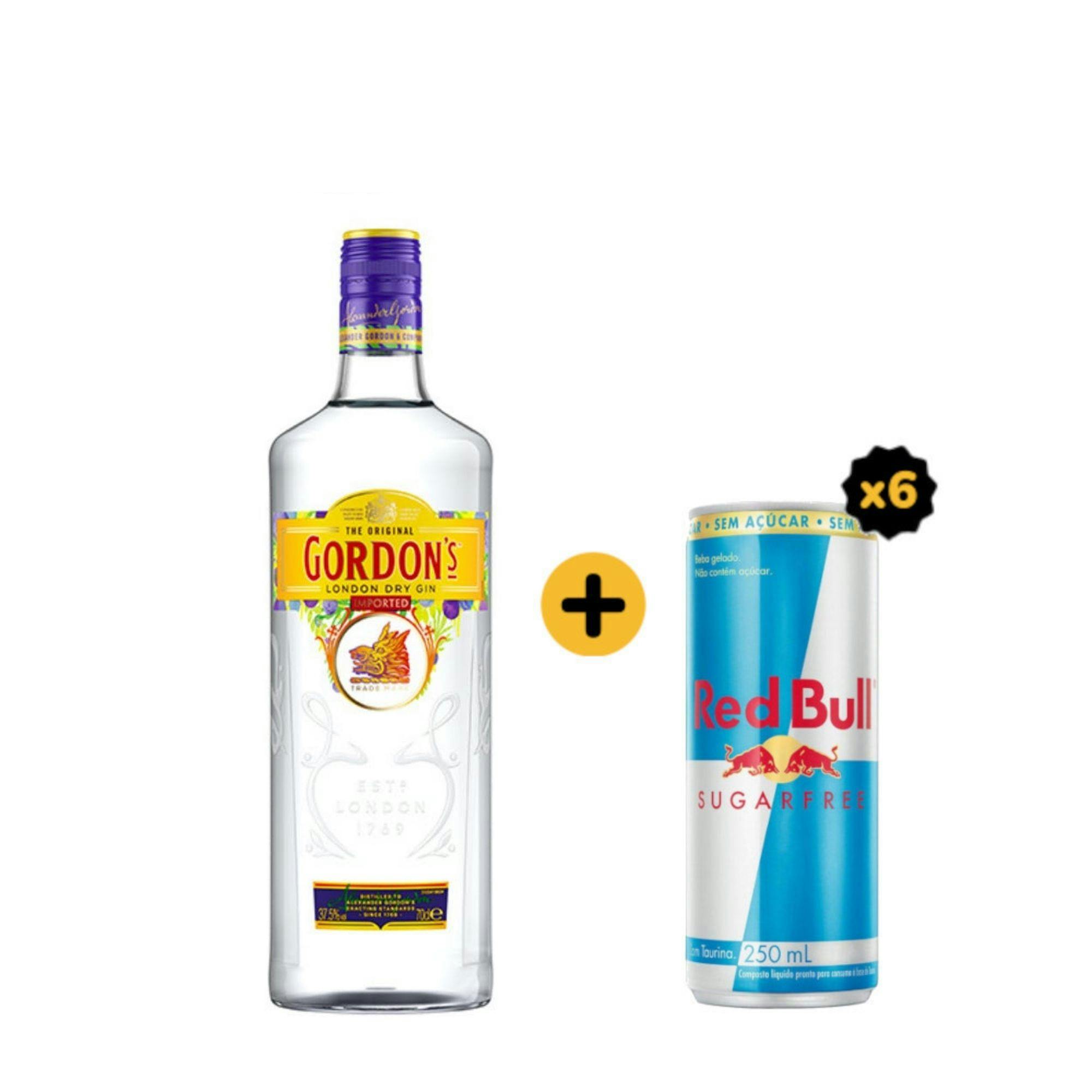 Combo Gordons + Red Bull (1 Gin Gordons London Dry 750ml + 6 Red Bull Sugarfree 250ml)