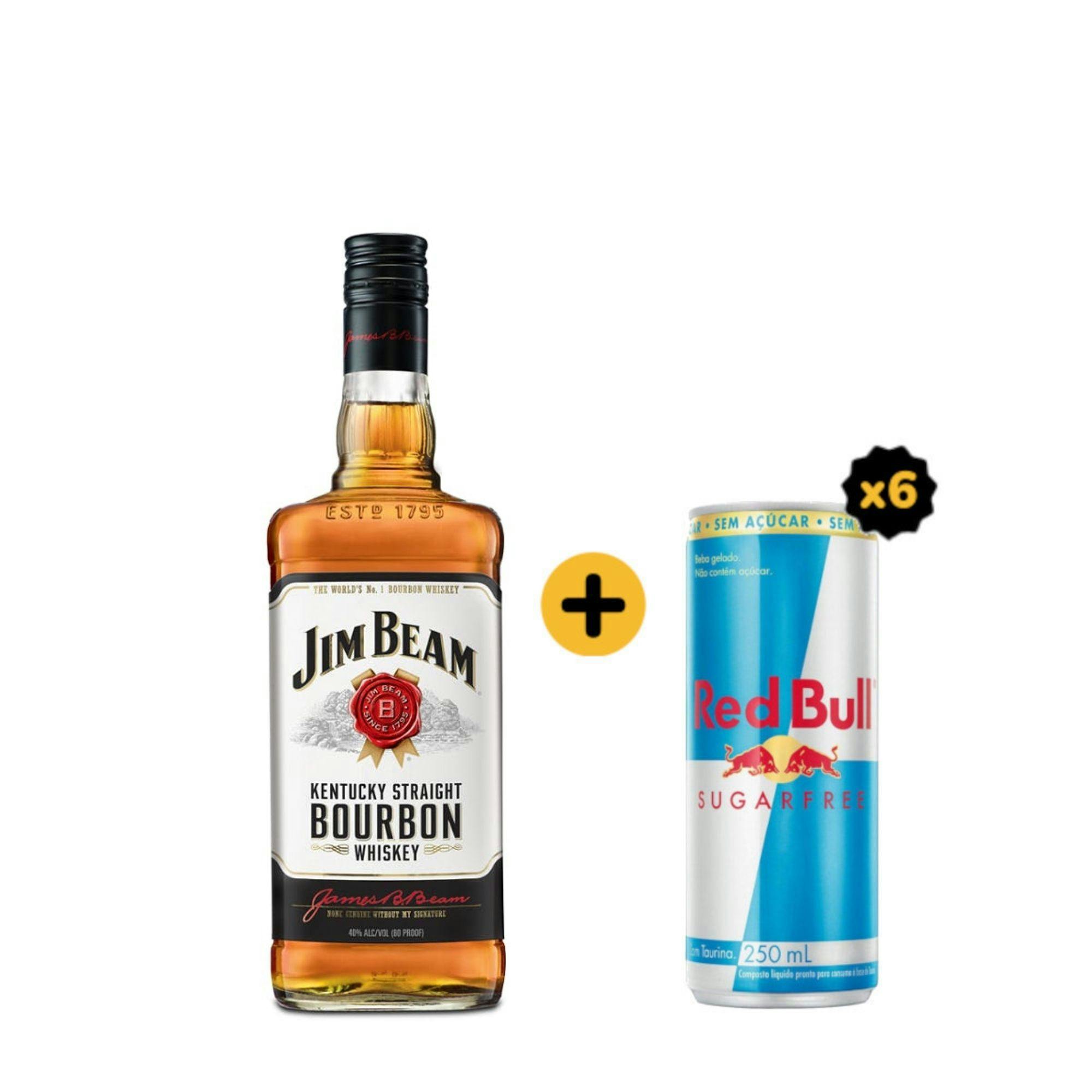 Combo Jim Beam + Red Bull (1 Whisky Jim Beam White 1L + 6 Red Bull Sugarfree 250ml)
