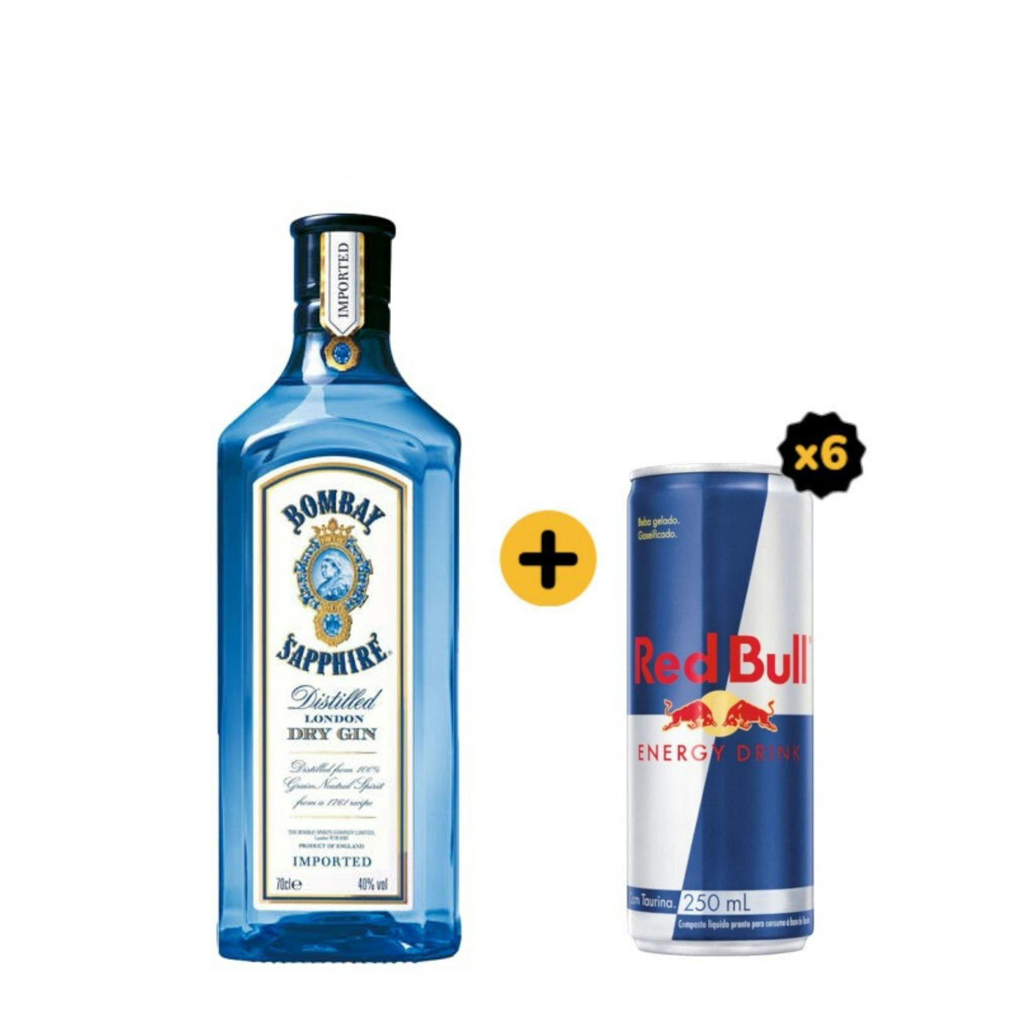 Zé Delivery Combo Bombay + Red Bull (1 Gin Bombay Sapphire 750ml + 6
