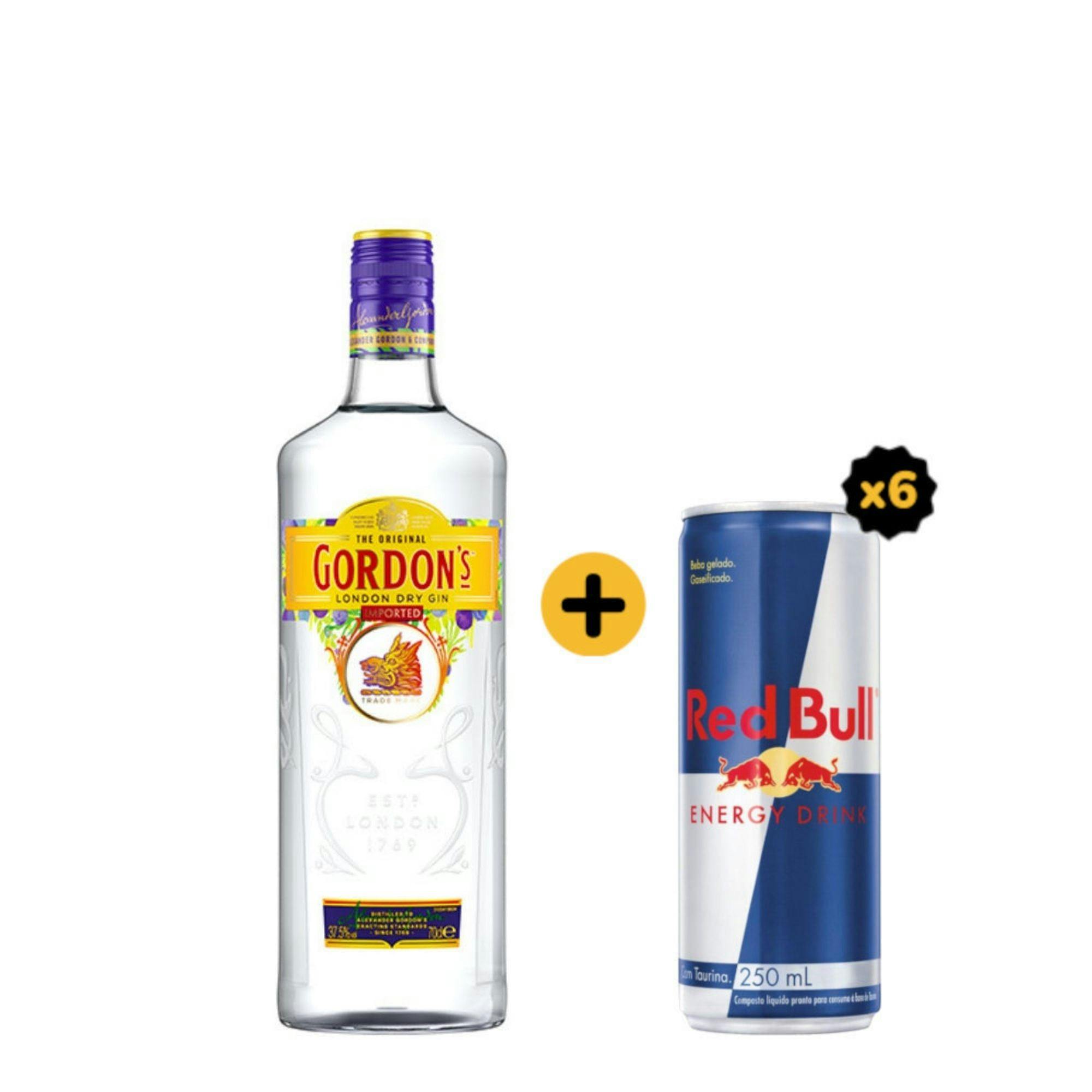 Combo Gordons + Red Bull (1 Gin Gordons London Dry 750ml + 6 Red Bull Energy Drink 250ml)