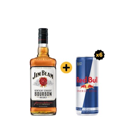 Combo Jim Beam + Red Bull (1 Whisky Jim Beam White 1L + 6 Red Bull Energy Drink 250ml)