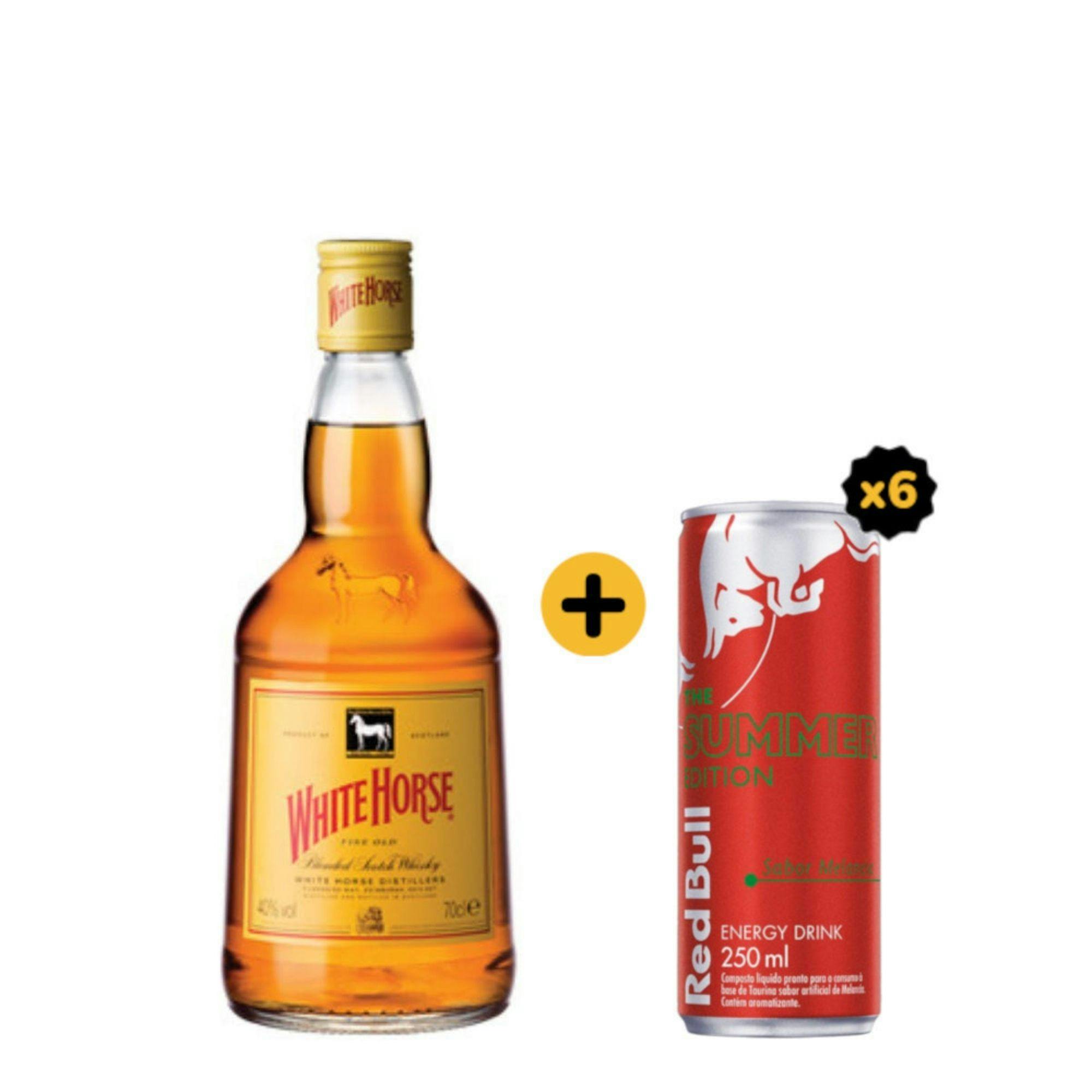 Combo White Horse + Red Bull (1 Whisky White Horse 1L + 6 Red Bull Melancia 250ml)