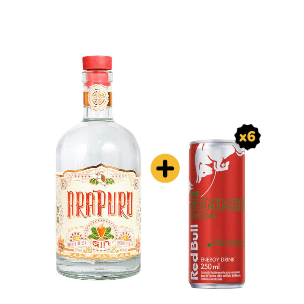 Combo Arapuru + Red Bull (1 Gin Arapuru London Dry 750ml + 6 Red Bull Melancia 250ml)