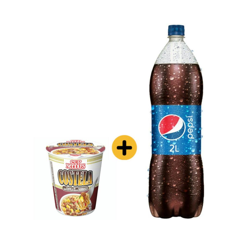 Combo Nissin + Pepsi (1 Cup Noodles Costela com Molho de Churrasco Miojo Nissin 68g + Pepsi 2L)