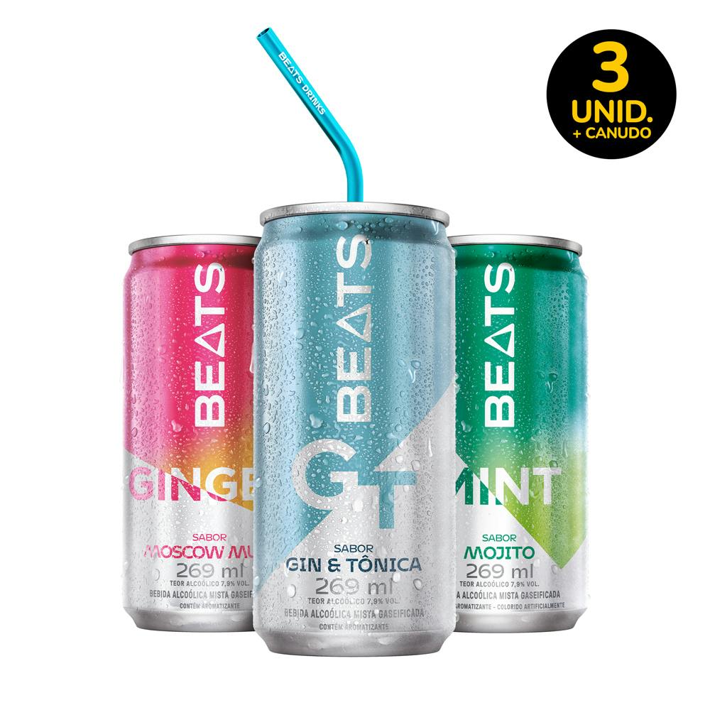 Zé Delivery Kit Beats Drinks & Canudo 3 unidades 269ml