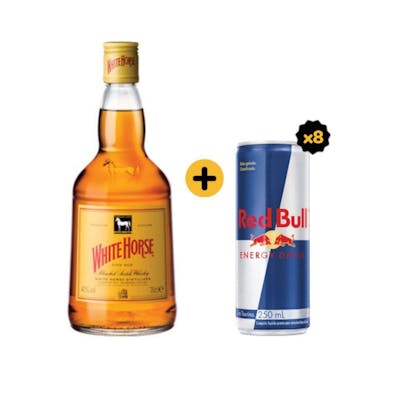 Combo White Horse + Red Bull (1 Whisky White Horse 1L + 8 Red Bull Energy Drink 250ml)