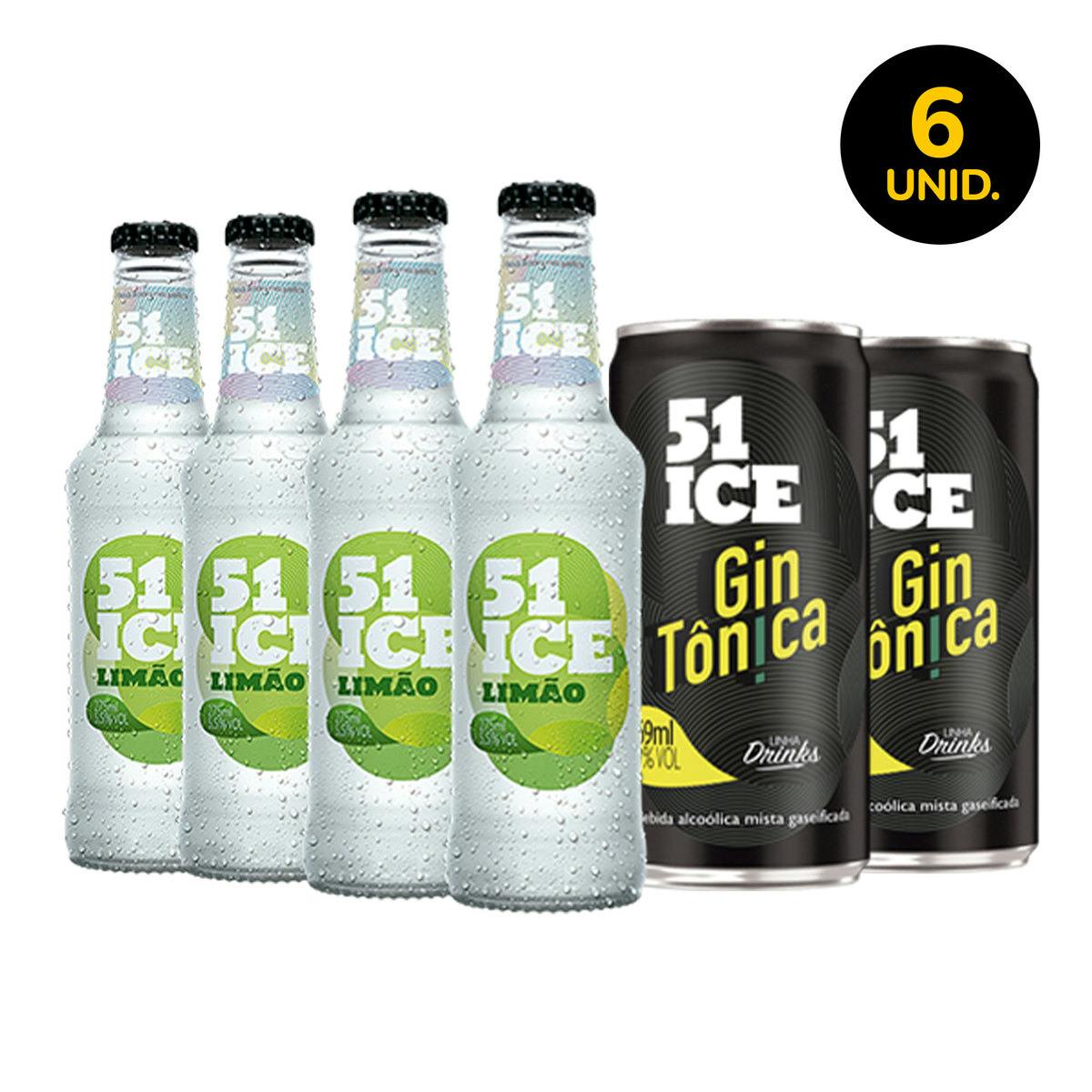 51 Ice Limão 275ml e GT 269ml - Pack 6 unidades