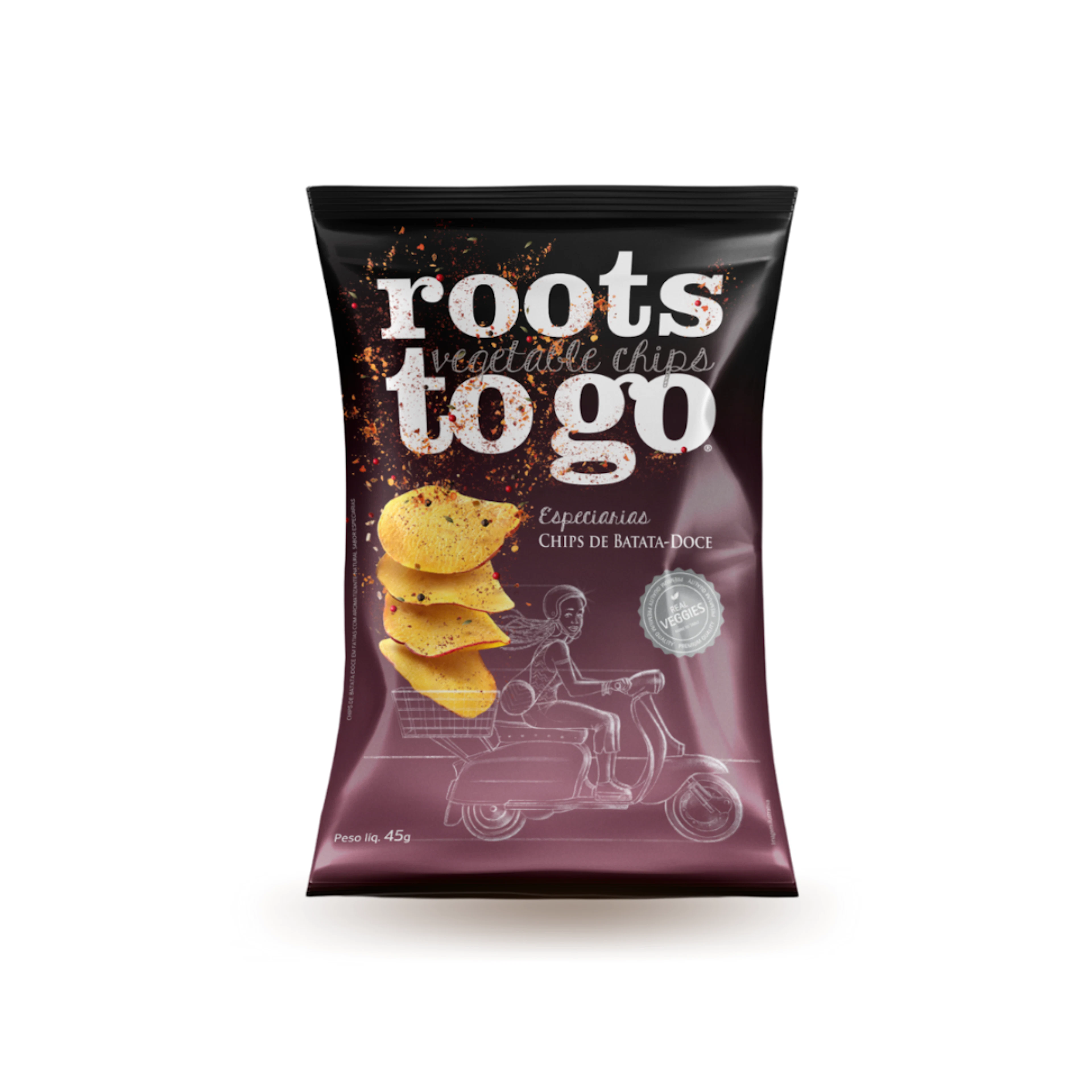 Chips de Batata-Doce Sabor Especiarias Roots to Go 45g