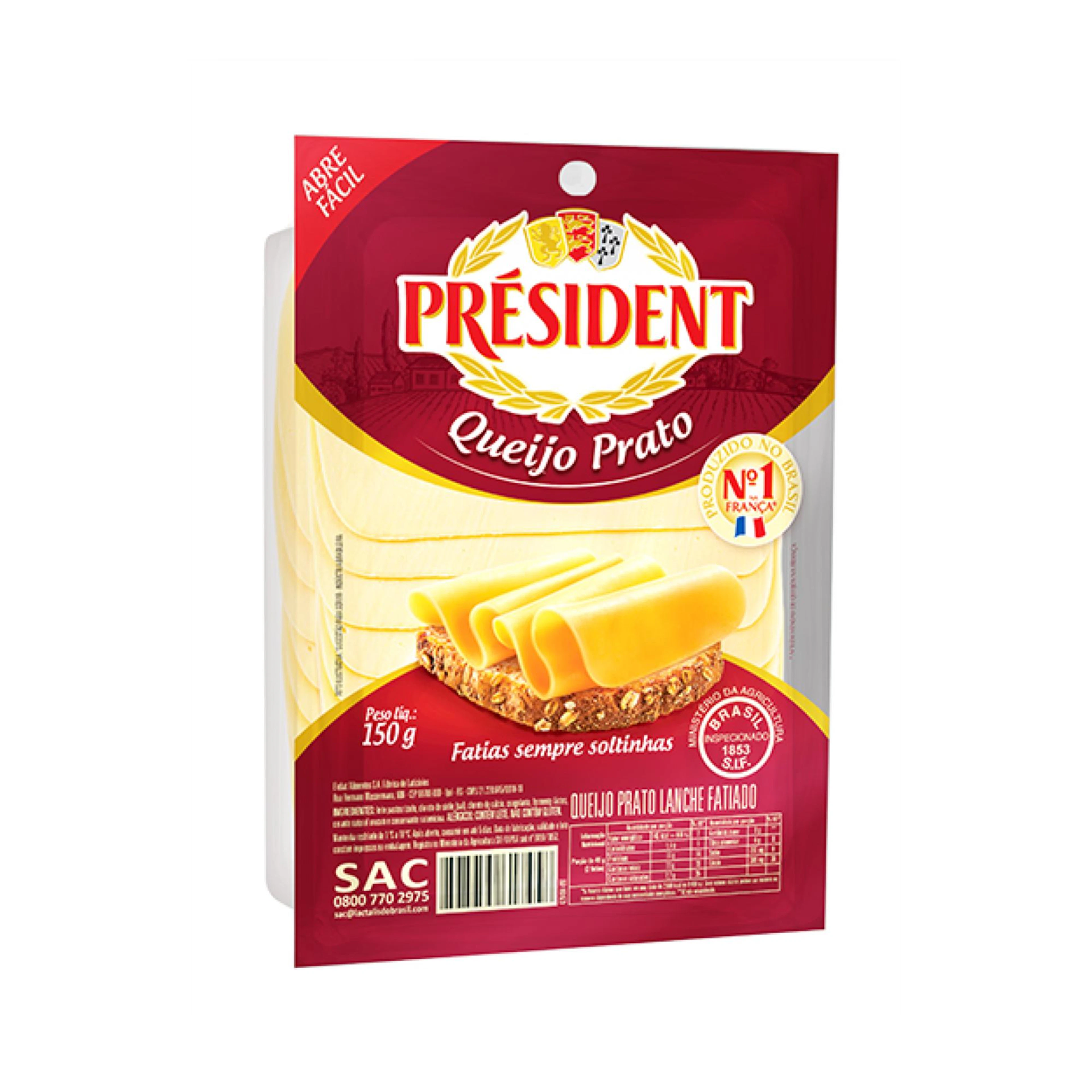 Queijo Prato Fatiado Président 150g
