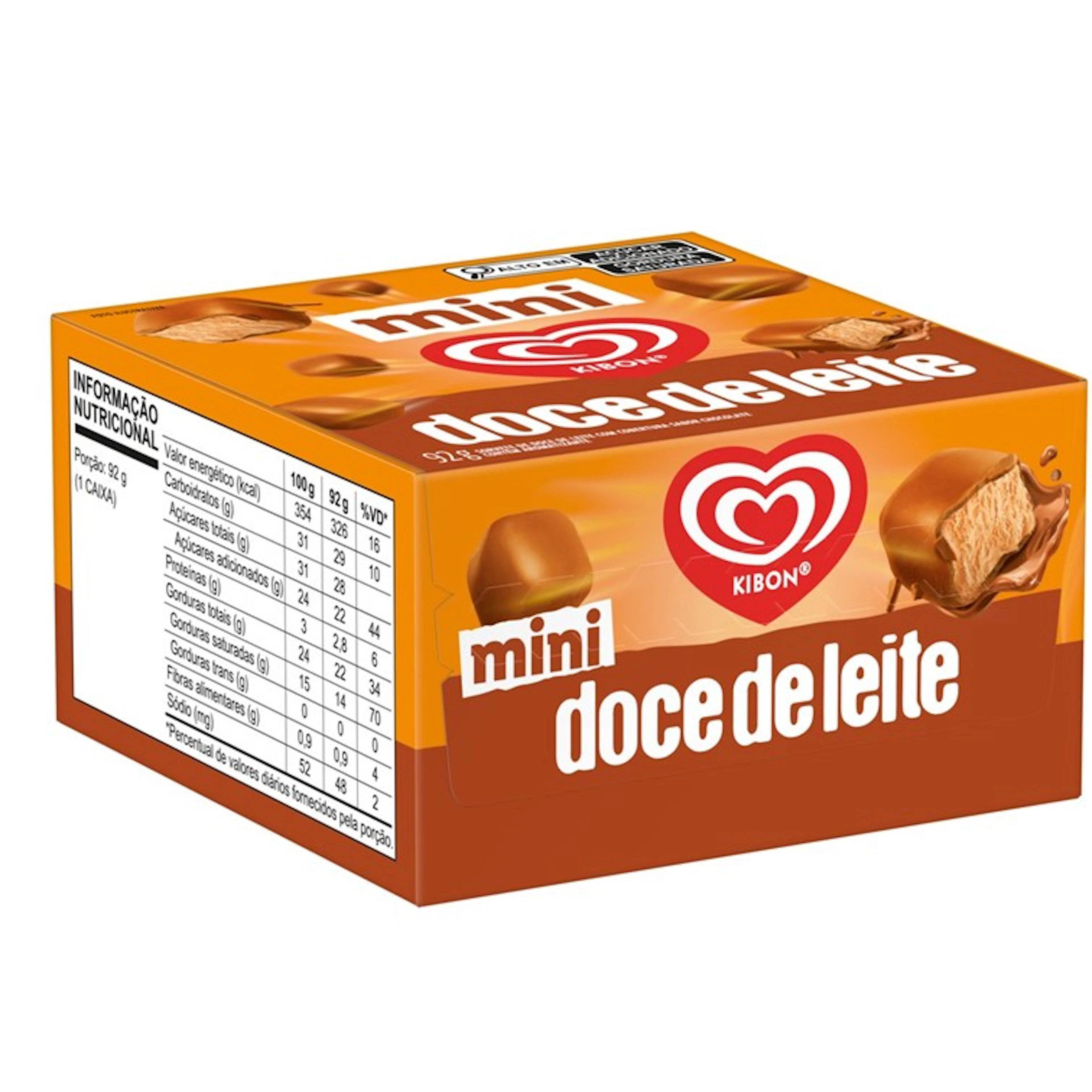 Mini Sorvete De Doce De Leite Com Cobertura De Chocolate Kibon 92g