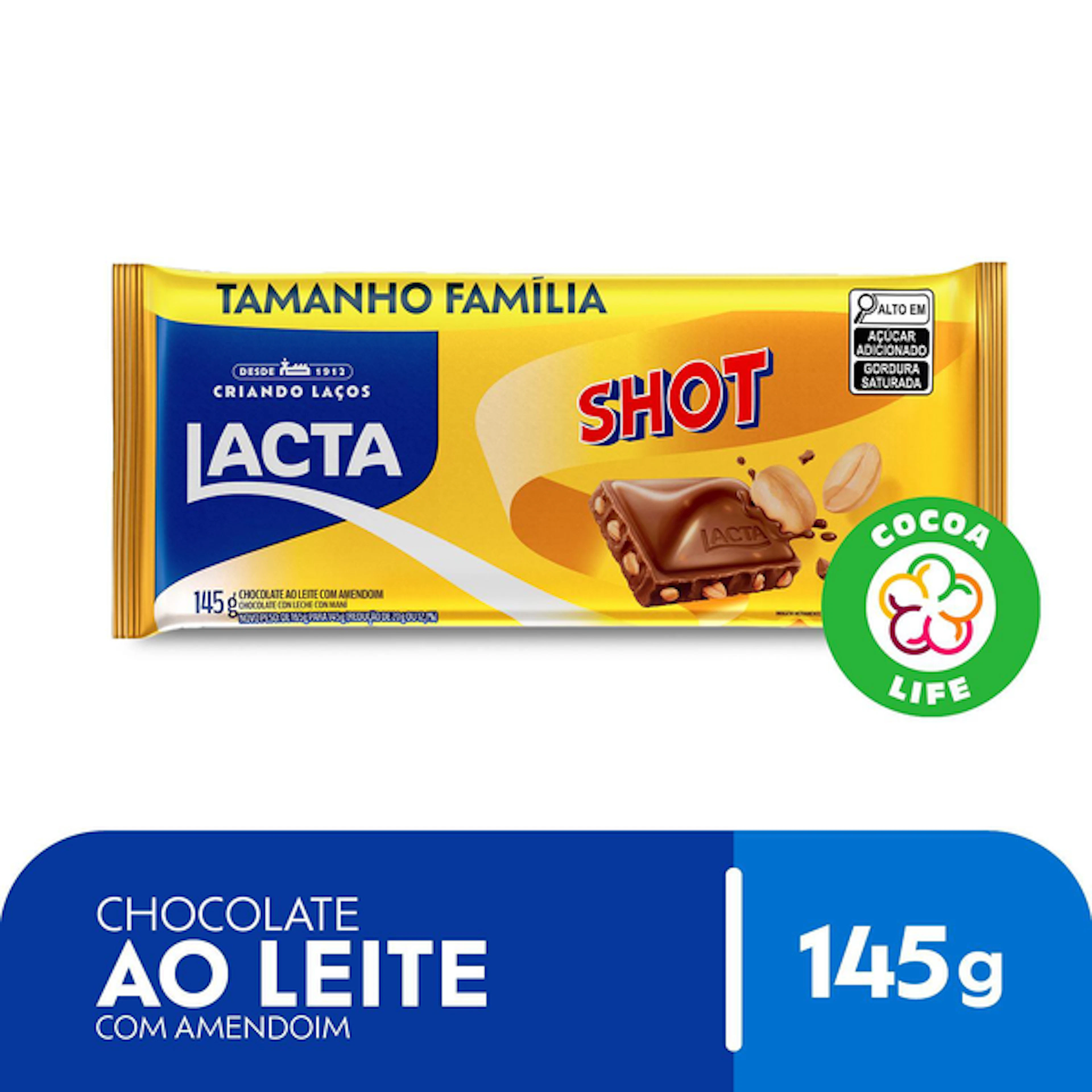 Chocolate Lacta Shot Ao Leite Com Amendoim 145g