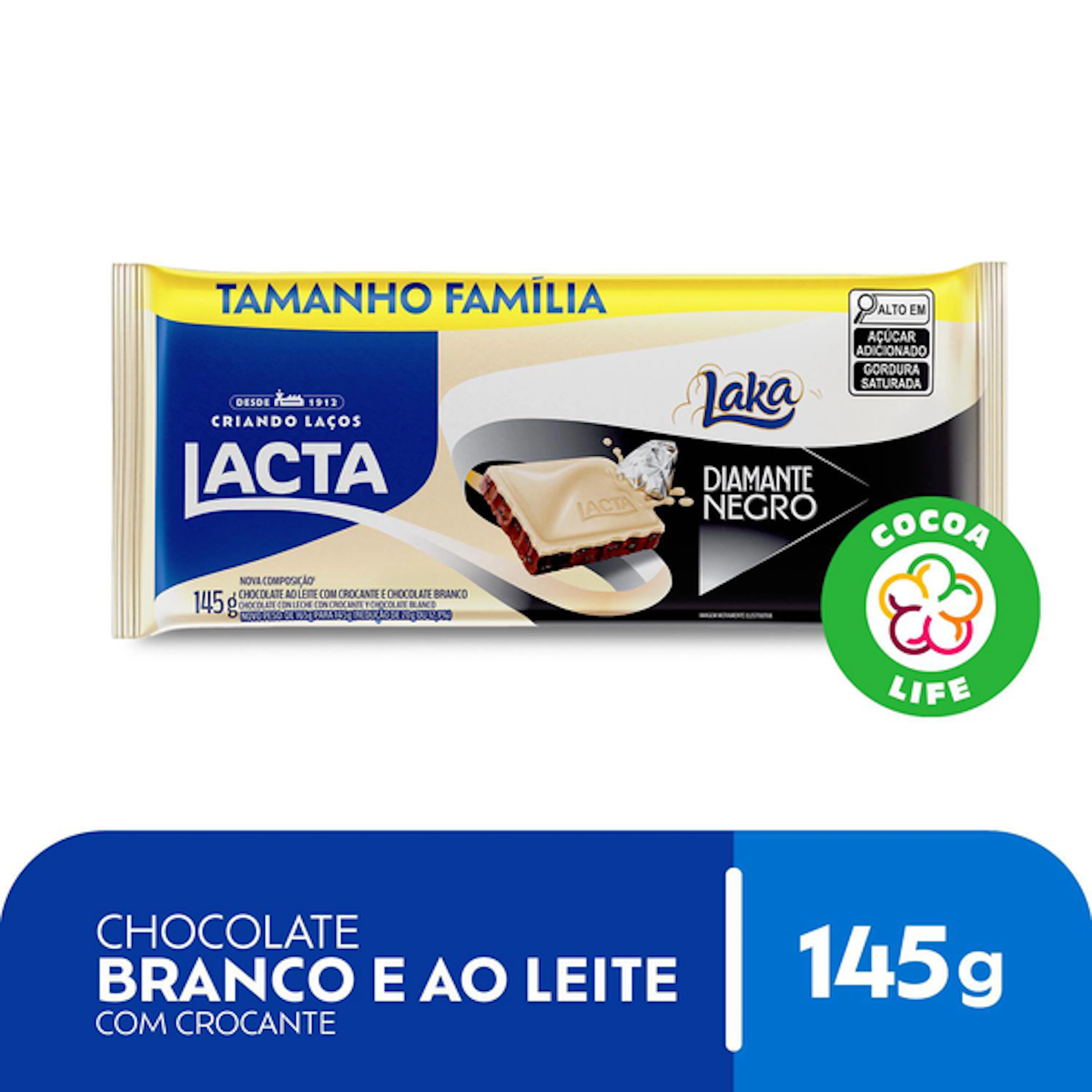 Chocolate Lacta Diamante Negro E Laka Ao Leite E Branco 145g