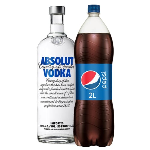 Zé Delivery Combo Pepsi + Absolut (1 Pepsi 2L + 1 Absolut Vodka